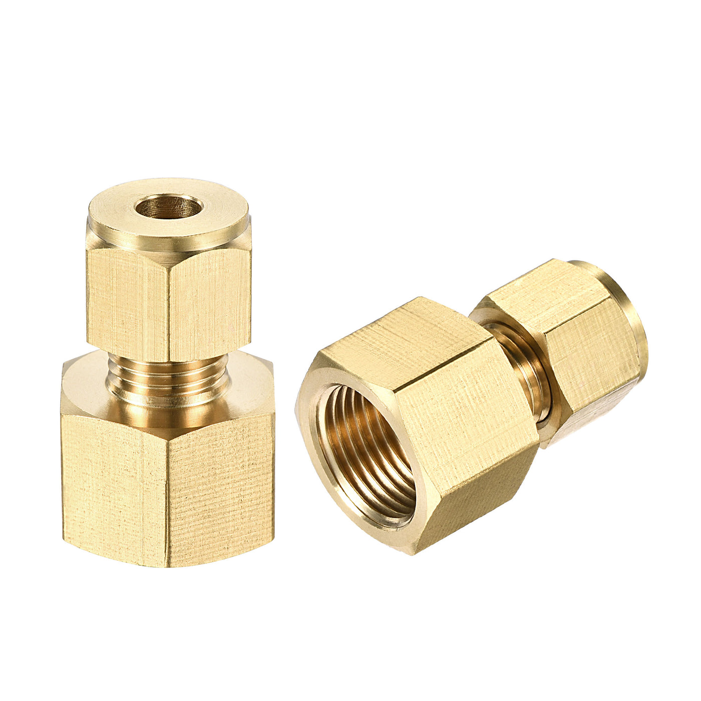 Uxcell Uxcell Compression Tube Fitting G3/8 Female Thread x 8mm Tube OD Straight Coupling Adapter Brass, 2pcs