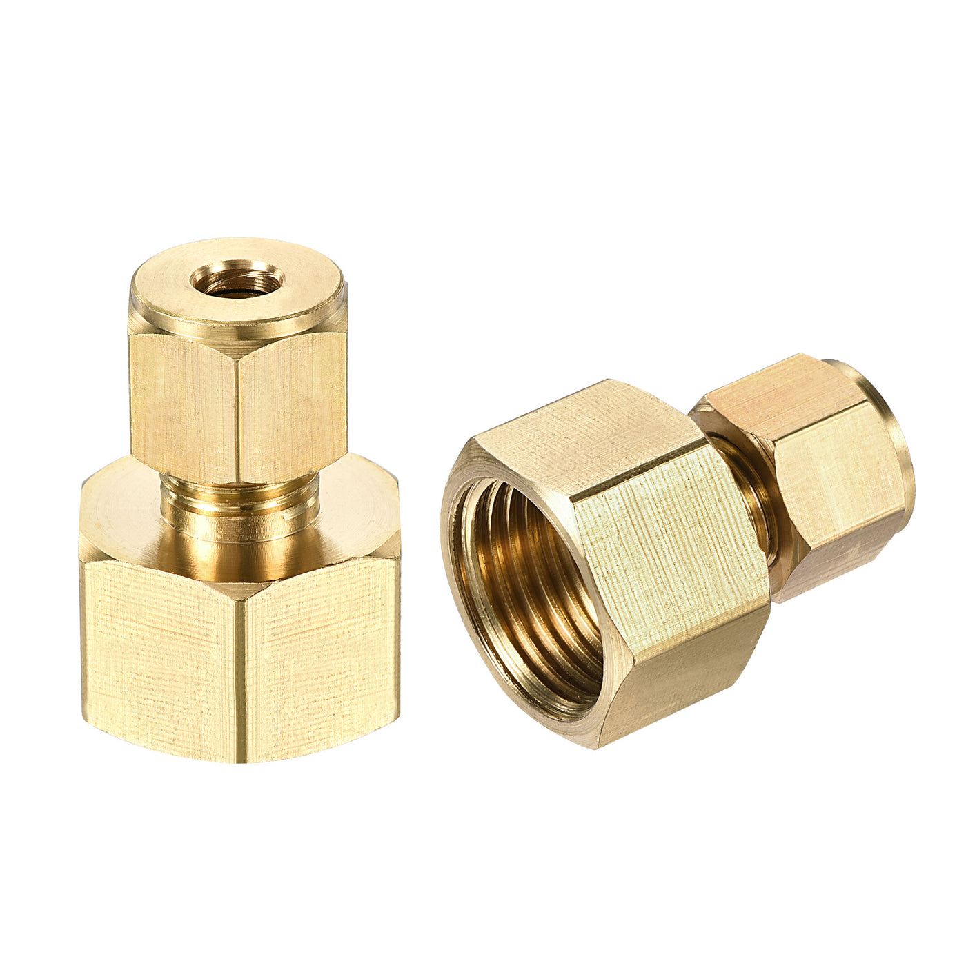 Uxcell Uxcell Compression Tube Fitting G1/2 Female Thread x 10mm Tube OD Straight Coupling Adapter Brass, 2pcs