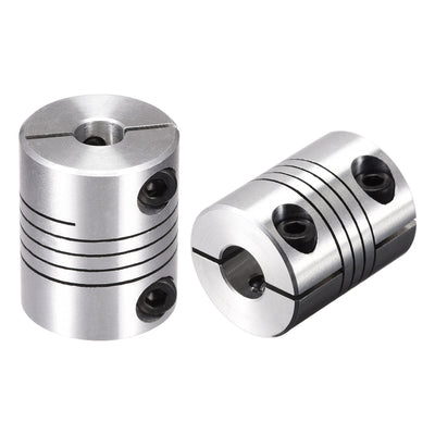 Harfington Uxcell 2PCS Motor Shaft 6.35mm to 8mm Helical Beam Coupler Coupling 20mm Dia 25mm Long