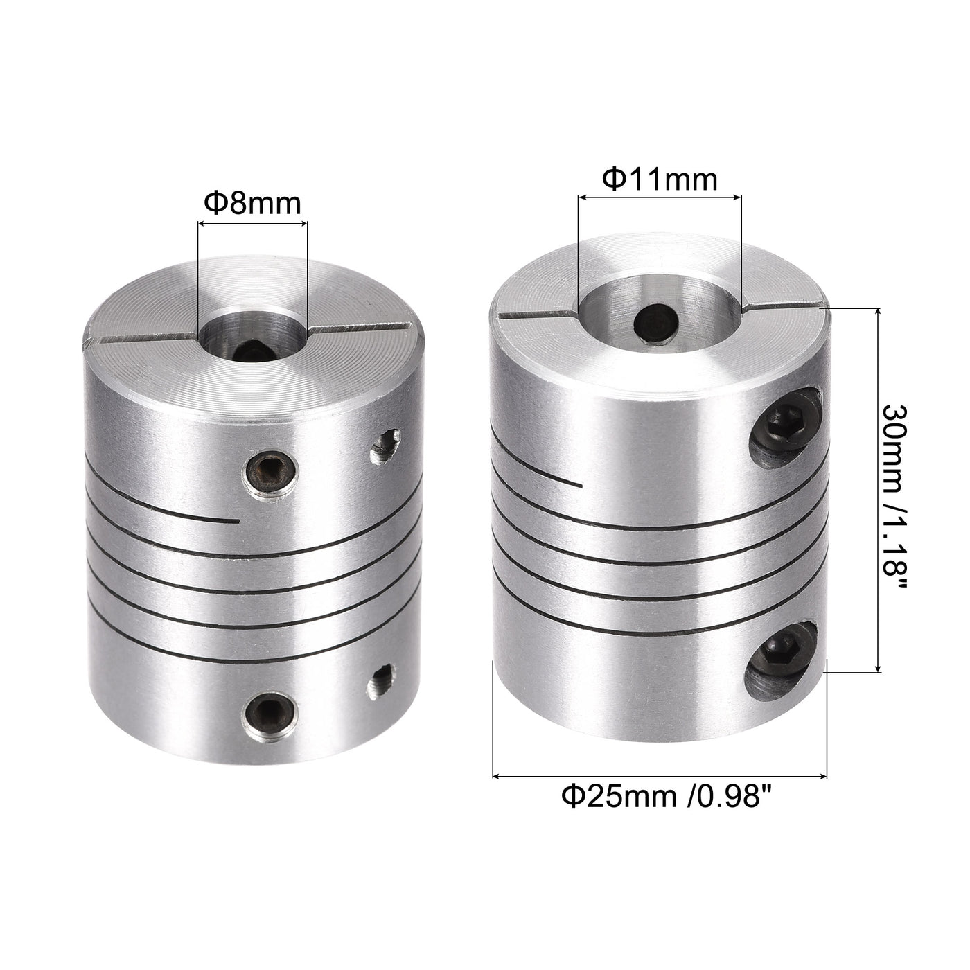 uxcell Uxcell Motor Shaft 8mm to 11mm Helical Beam Coupler Coupling 25mm Dia 30mm Length