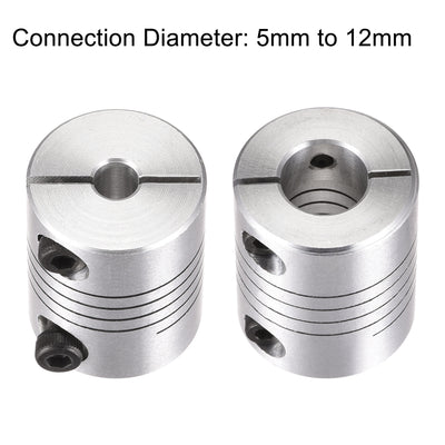 Harfington Uxcell 2PCS Motor Shaft 5mm to 12mm Helical Beam Coupler Coupling 25mm Dia 30mm Length