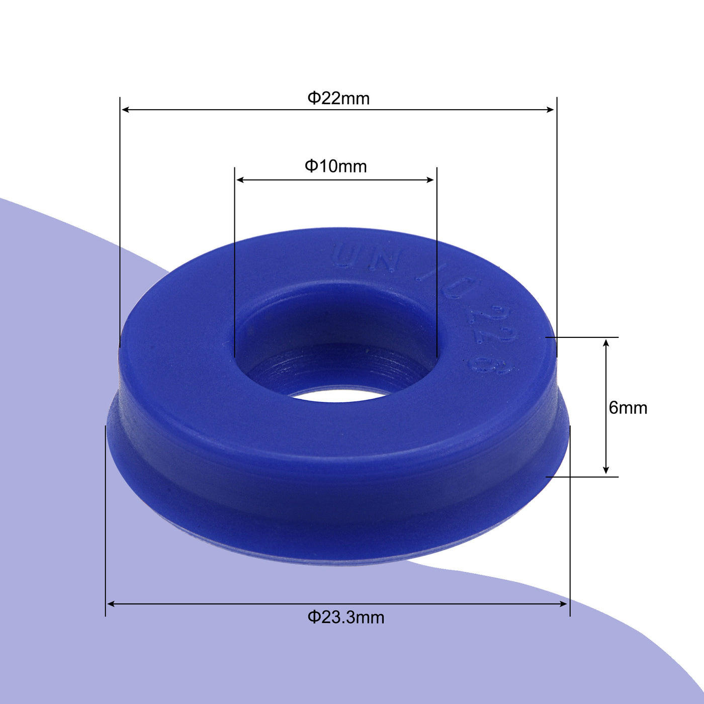 Harfington UN Radial Shaft Seal 10mm ID x 22mm OD x 6mm Width PU Oil Seal, Blue Pack of 5