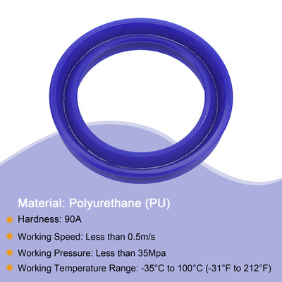 Harfington UHS Radial Shaft Seal 30mm ID x 40mm OD x 6mm Width PU Oil Seal, Blue Pack of 2