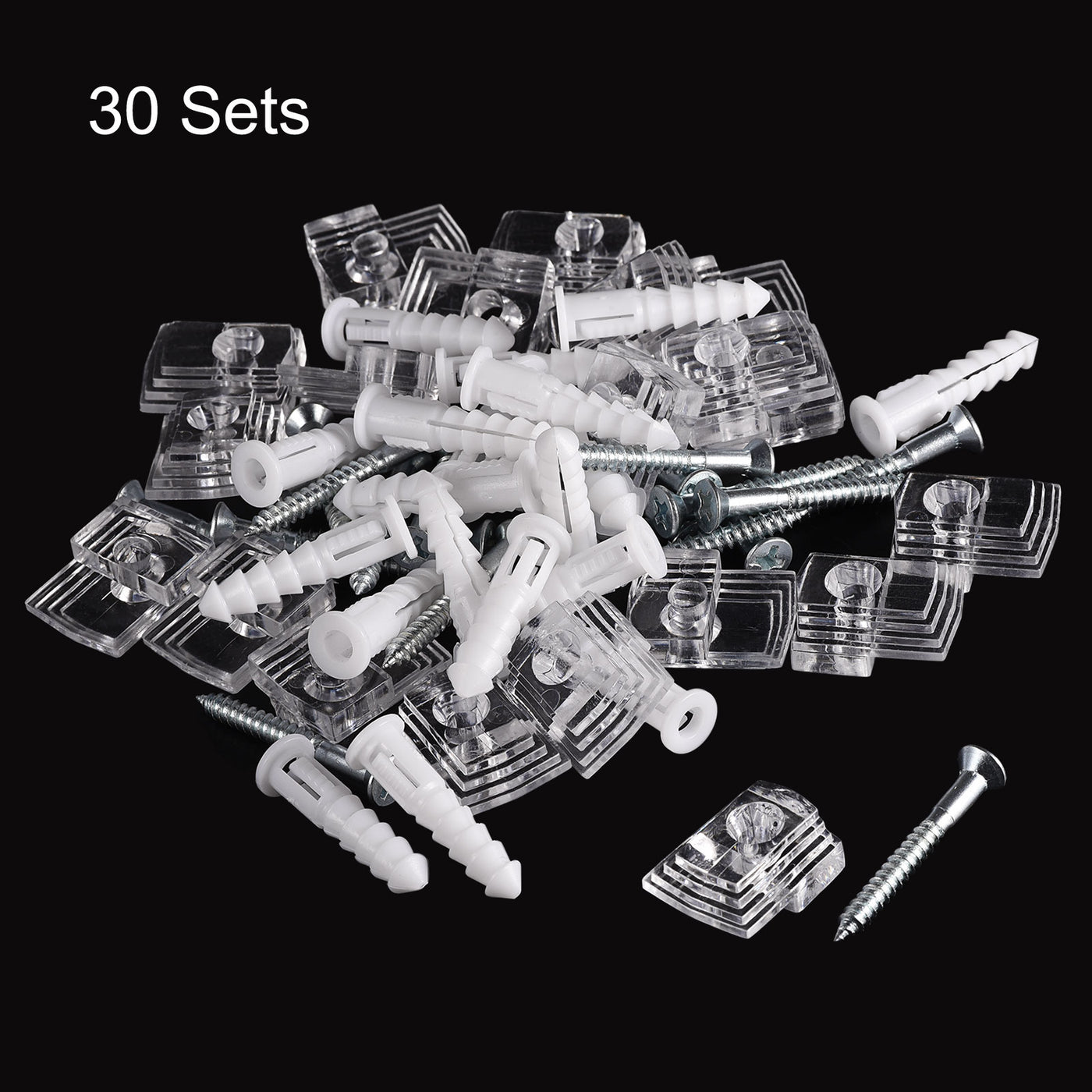 uxcell Uxcell Glass Retainer Clips Kit, 16mmx21mm Cabinet Door Clips Mirrors Holder for 3mm Glass with Expansion Tubes and Screws, 30pcs