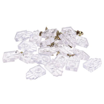 Harfington Uxcell Glass Retainer Clips Kit, 15mmx25mm Cabinet Door Clips Plastic Mirrors Holder for 2mm Glass with Screws, 20pcs