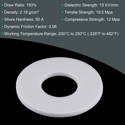 Harfington PTFE Flat Washers 57mm OD 24mm ID 3mm Thick DN20 Flange Gasket, White