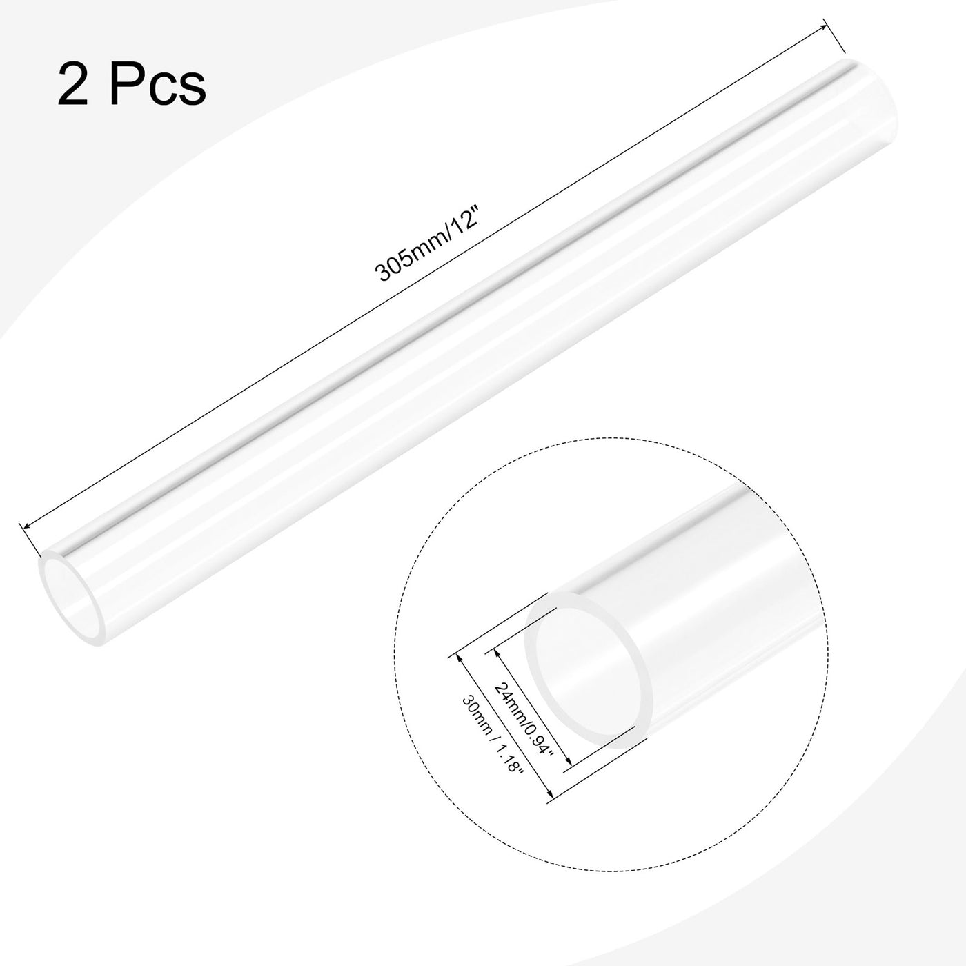 Harfington Acrylic Pipe Rigid Round Tubes for Lamps Lanterns, Water Cooling System