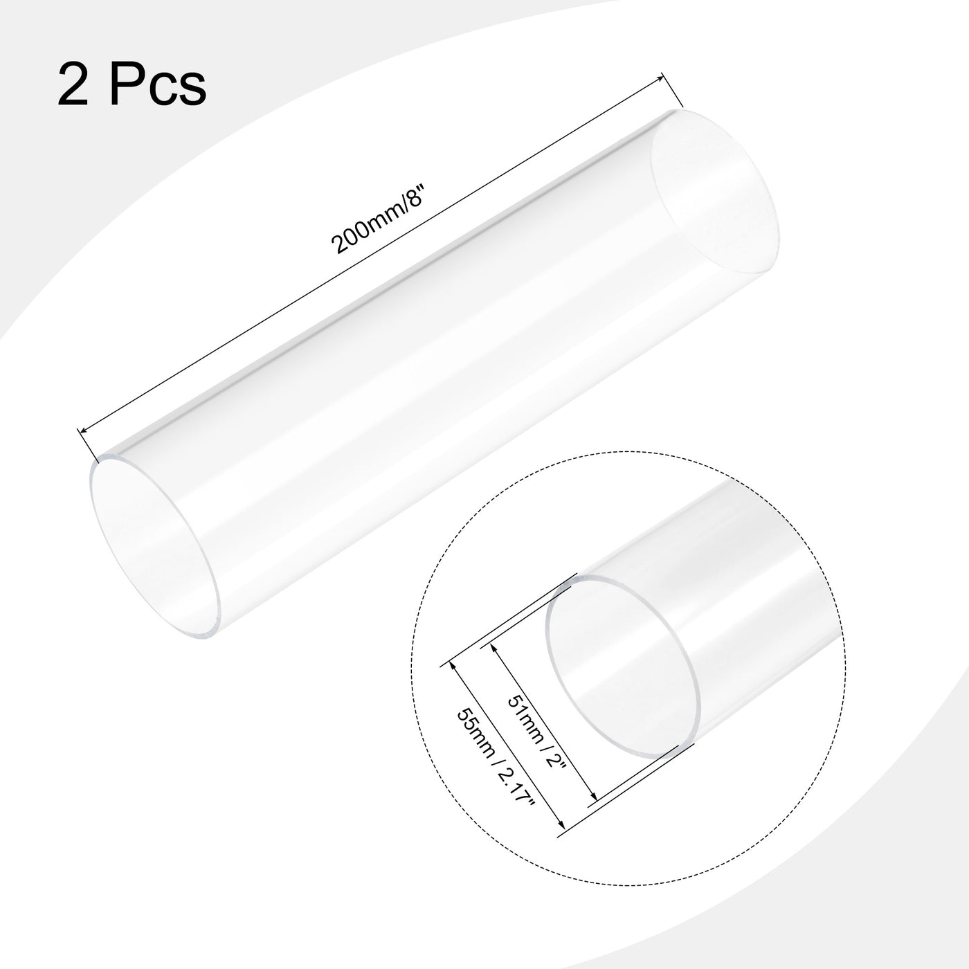 Harfington Acrylic Pipes Rigid Round Tube for Lamps and Lanterns,Water Cooling System
