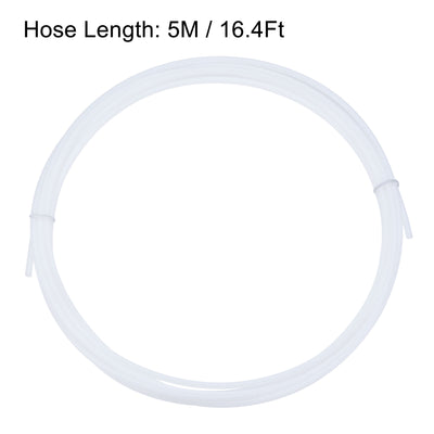 Harfington Pneumatic PTFE Air Tubing Hose 2mm ID 4mm OD 5M Length White with Tube Cutter