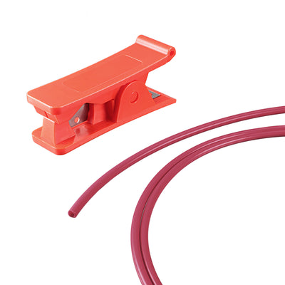 Harfington Pneumatic PTFE Air Tubing Hose Kit 2mm ID 4mm OD 2M Length Red with Tube Cutter