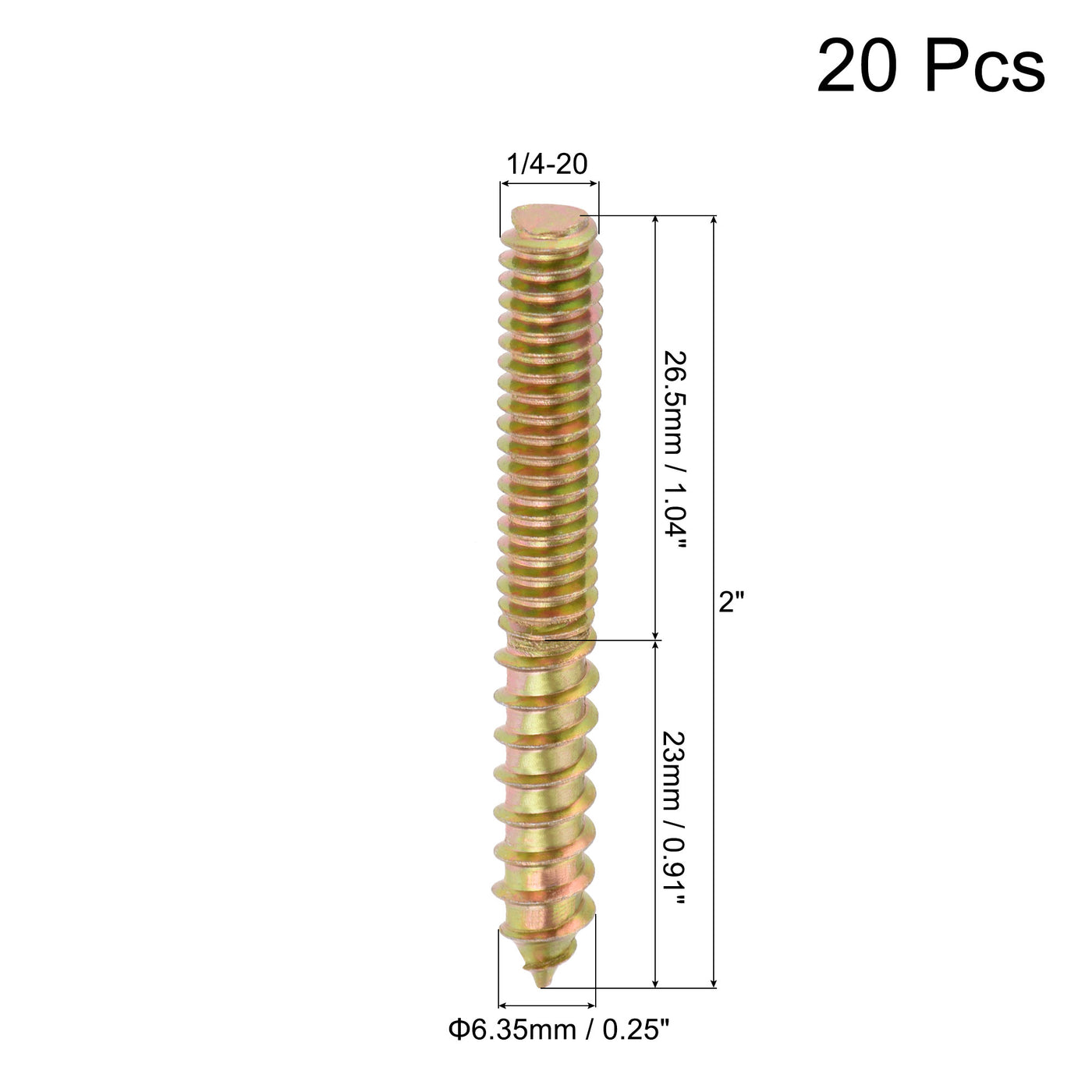 uxcell Uxcell Hanger Bolt Double Head Dowel Screw, for Furniture