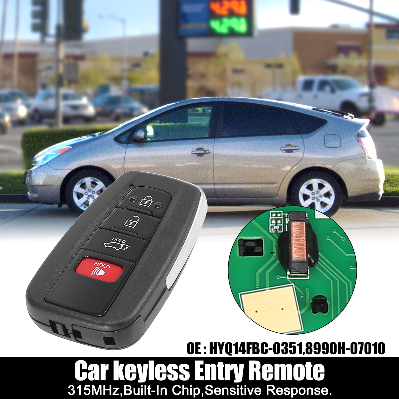 X AUTOHAUX 314.3MHz 8990H-0R030 Replacement Keyless Entry Remote Car Key Fob for Toyota RAV4 2019 2020 2021 FCC ID: HYQ14FBC-0351 3 Button with Door Key