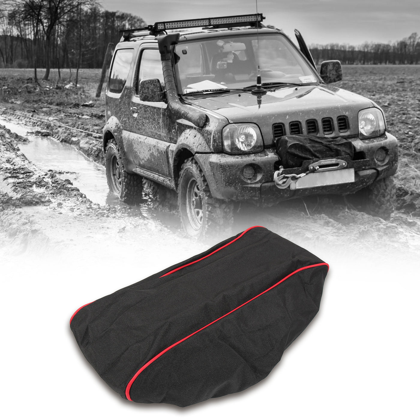 X AUTOHAUX Universal 600D Winch Cover Waterproof Dustproof Protection 19.69"x7.87"x8.66" Fit for 8500-17500 Lbs Electric Winches