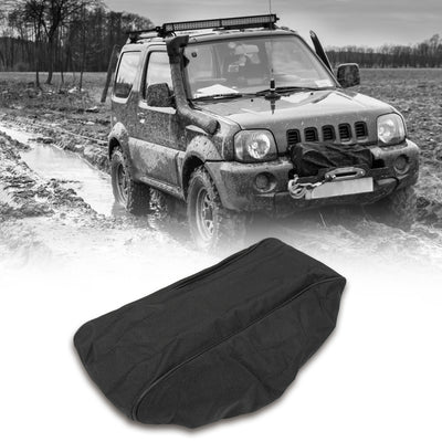 Harfington Universal 600D Winch Cover Waterproof Dustproof Protection 19.69"x7.87"x8.66" Fit for 8500-17500 Lbs Electric Winches Black Edge