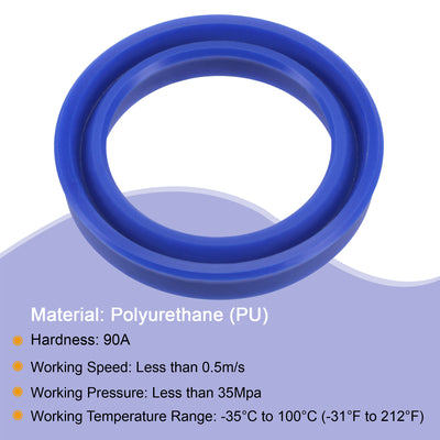 Harfington UN Radial Shaft Seal 30mm ID x 40mm OD x 7mm Width PU Oil Seal, Blue Pack of 5