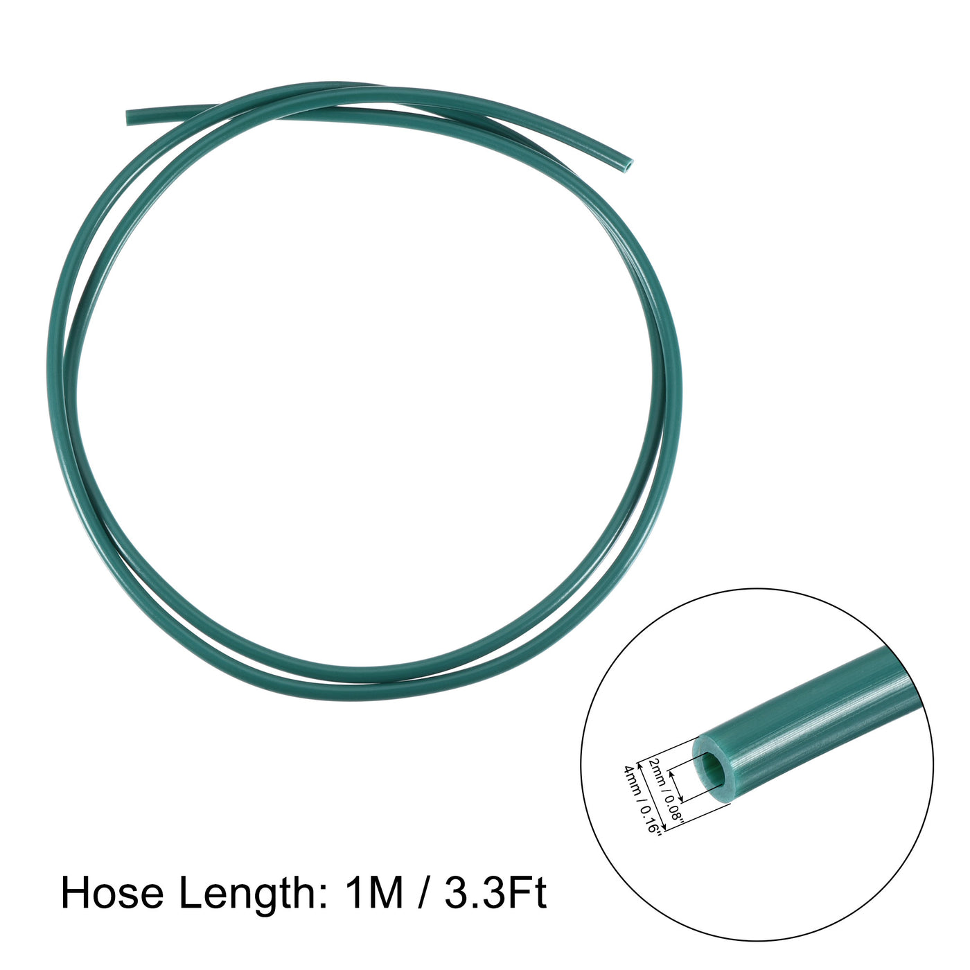 Harfington PTFE Air Tubing Hose Kit 4mm OD 2mm ID 1M Length Green with M6 Quick Fitting