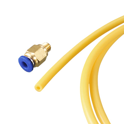 Harfington PTFE Air Tubing Hose Kit 4mm OD 2mm ID 1M Length Yellow with M6 Quick Fitting