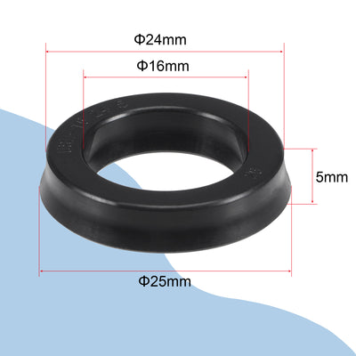 Harfington USH Radial Shaft Seal 16mm ID x 24mm OD x 5mm Width NBR Oil Seal Black