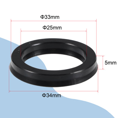 Harfington USH Radial Shaft Seal 25mm ID x 33mm OD x 5mm Width NBR Oil Seal, Black