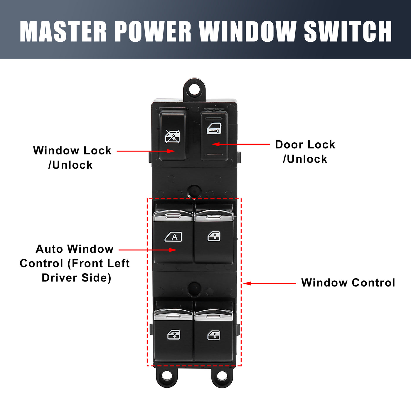 X AUTOHAUX Power Window Switch for Nissan Xterra 2005-2008 Master Driver Side 25401-EA003