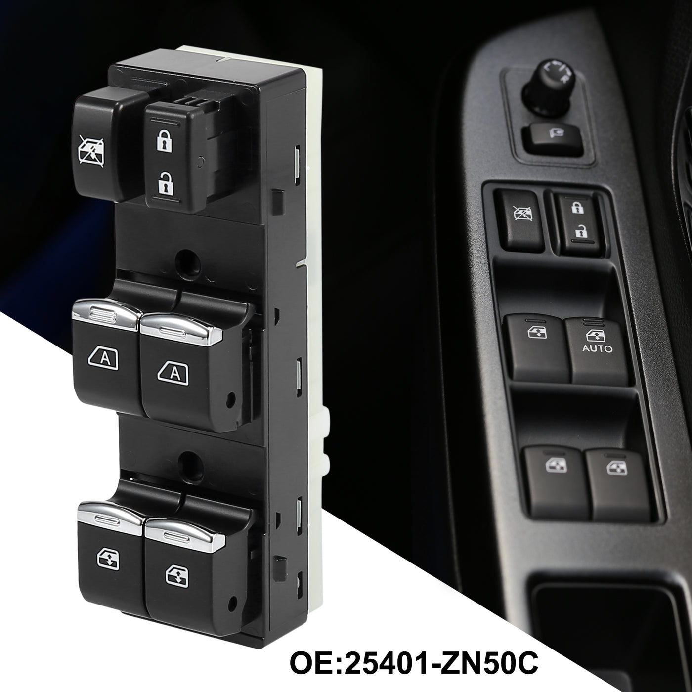 X AUTOHAUX Power Window Switch for Nissan Altima 2007-2012 Master Driver Side 25401-ZN50C