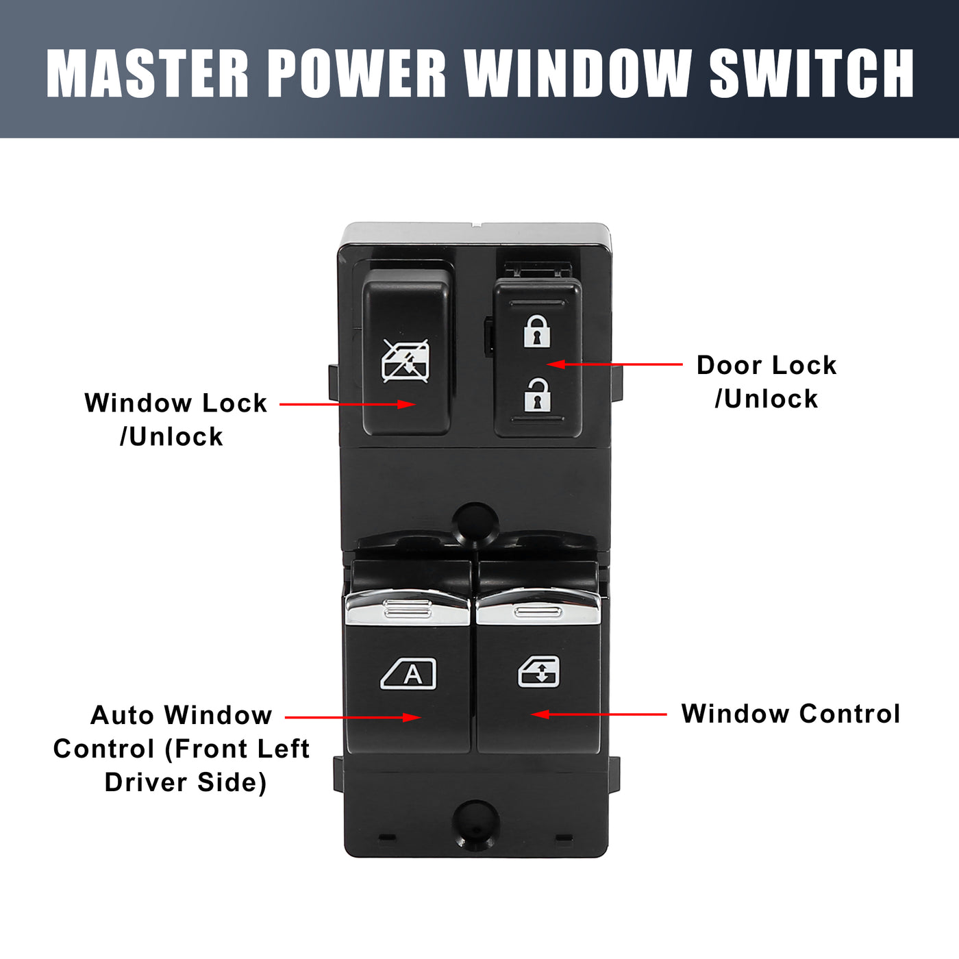 X AUTOHAUX Power Window Switch for Nissan Frontier 2006-2019 Master Driver Side 25401-ZP50A