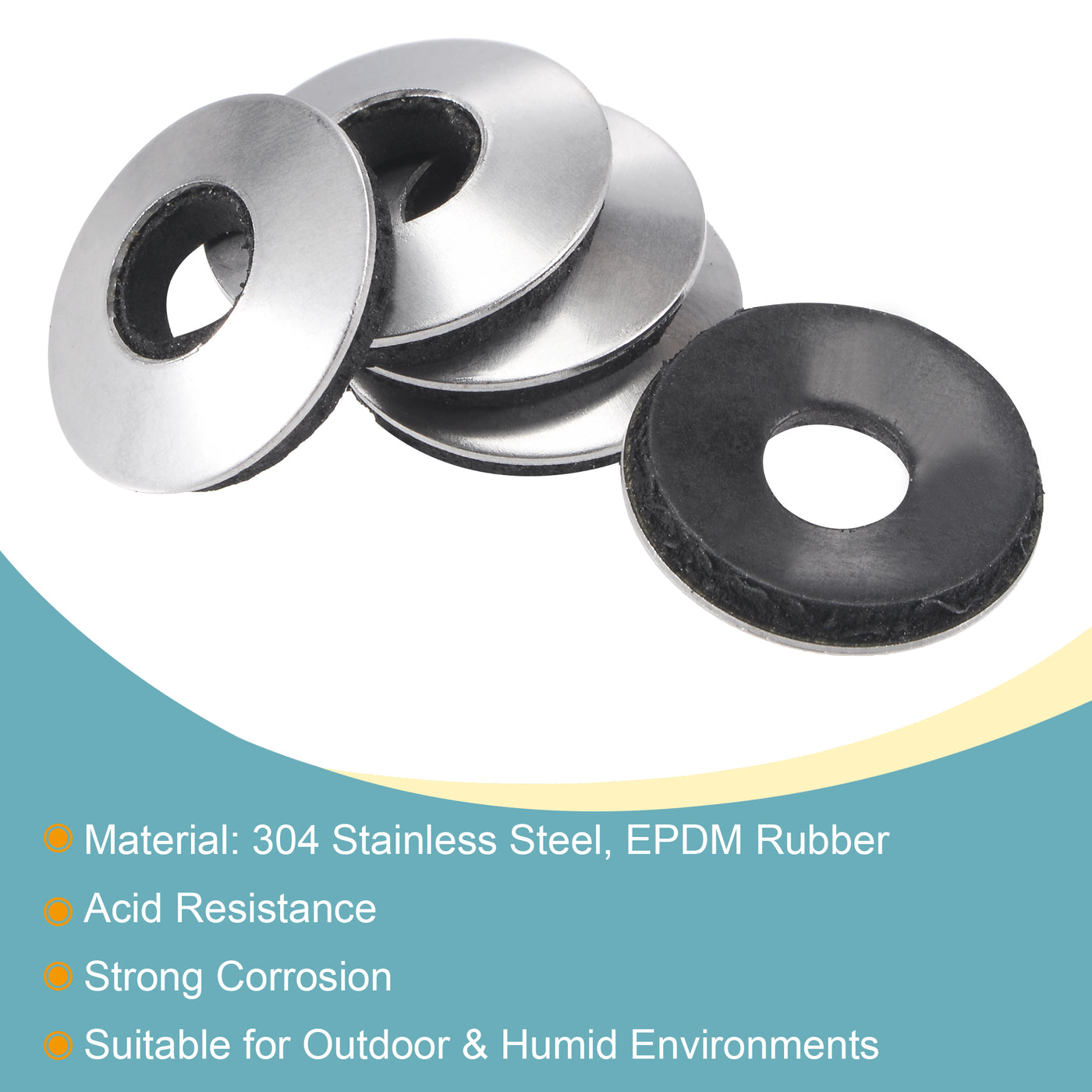 Harfington Bonded Sealing Washer Stainless Steel EPDM Rubber Backed Screw Gaskets