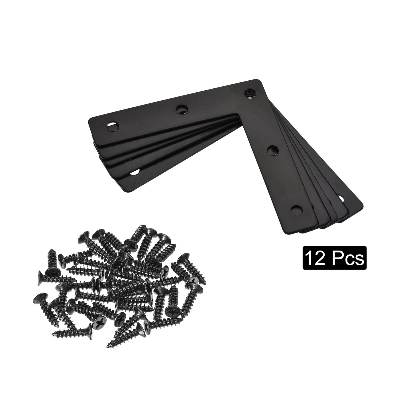 uxcell Uxcell L Shape Brace 80mmx80mm Mending Repairing Flat Brackets for Joint Fastener with Screws Black 12Pcs