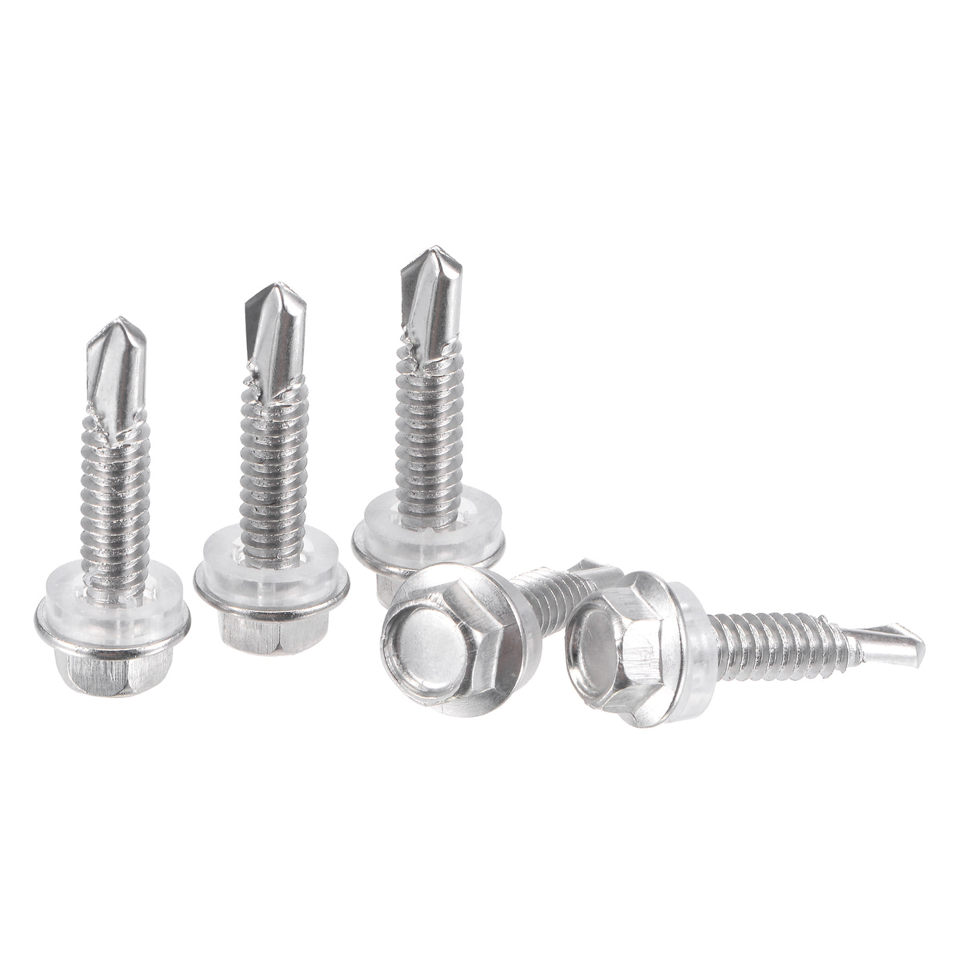 uxcell Uxcell #12 x 63/64" 410 Stainless Steel Hex Washer Head Self Drilling Screws 50pcs