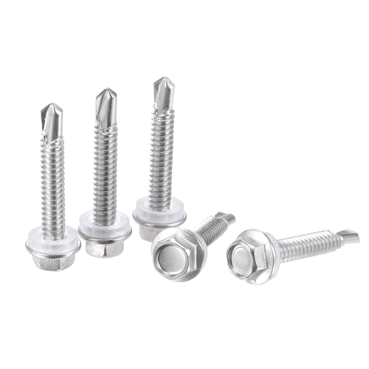 uxcell Uxcell #12 x 1 17/64" 410 Stainless Steel Hex Washer Head Self Drilling Screws 50pcs