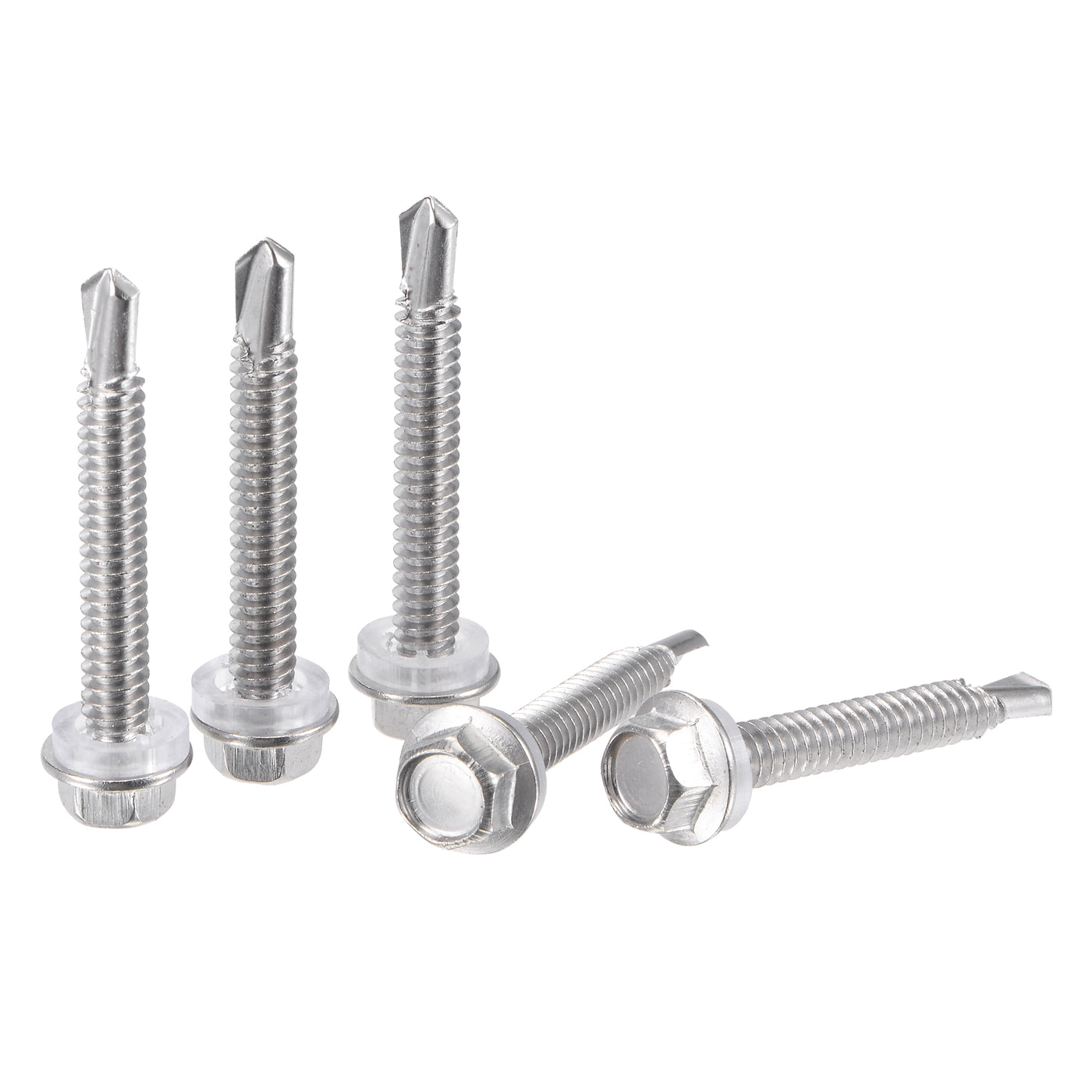 uxcell Uxcell #12 x 1 1/2" 410 Stainless Steel Hex Washer Head Self Drilling Screws 25pcs