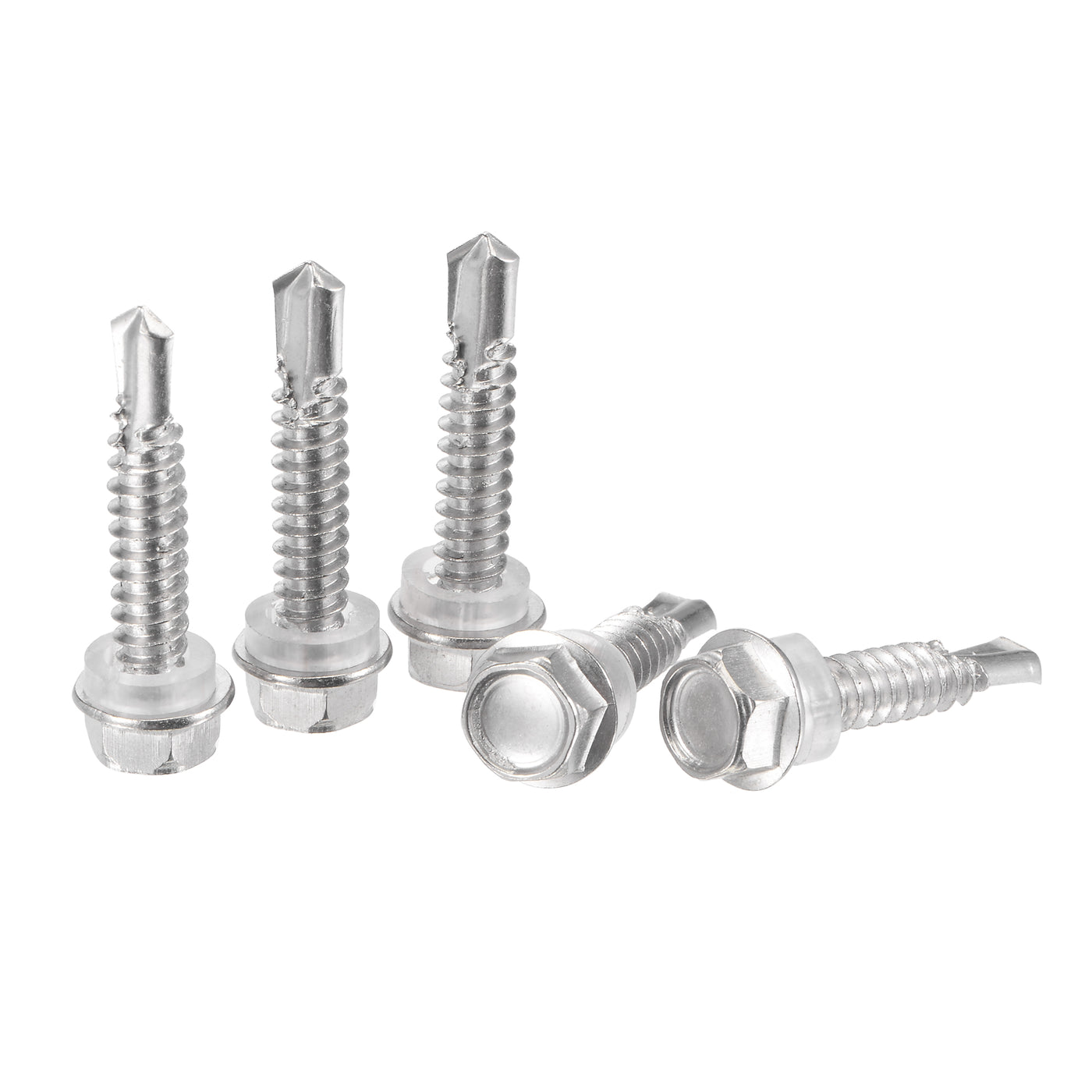uxcell Uxcell #14 x 1 17/64" 410 Stainless Steel Hex Washer Head Self Drilling Screws 50pcs