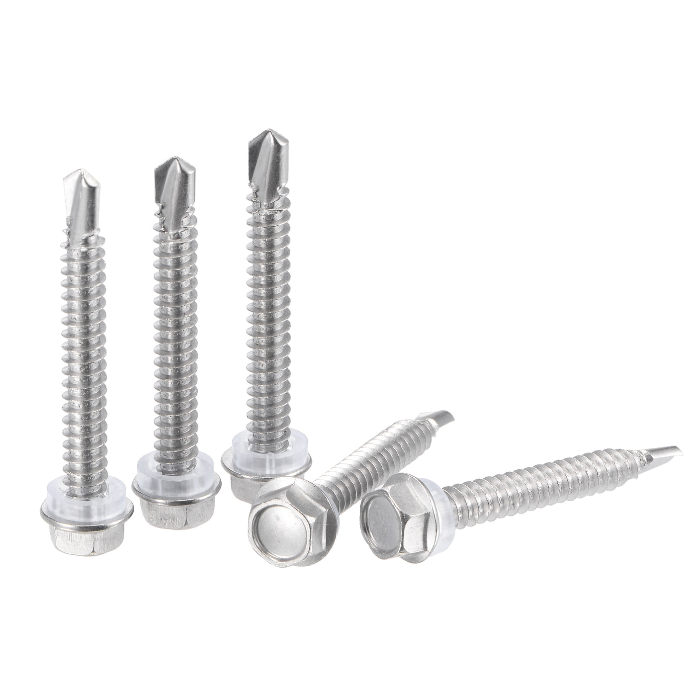 uxcell Uxcell #14 x 1 31/32" 410 Stainless Steel Hex Washer Head Self Drilling Screws 50pcs