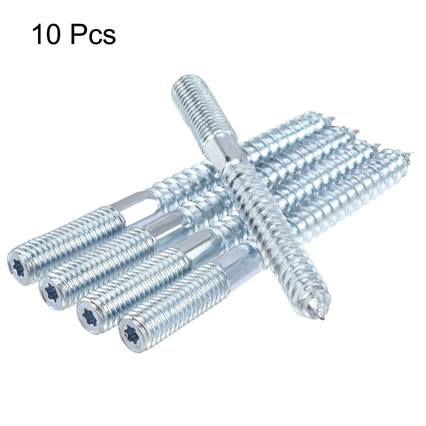 Uxcell Uxcell M10x39mm Hanger Bolts Double Head Dowel Screw for Wood Furniture 10pcs
