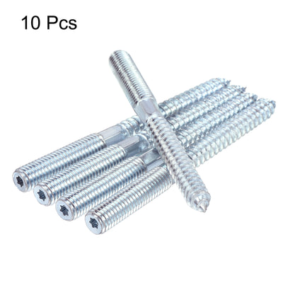 Harfington Uxcell M10x39mm Hanger Bolts Double Head Dowel Screw for Wood Furniture 10pcs