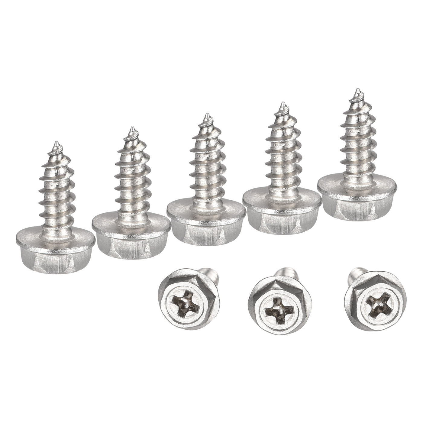 uxcell Uxcell Phillips Hex Washer Self Tapping Screws, M4 x 12mm 304 Stainless Steel Hex Flange Sheet Metal Screw 100pcs