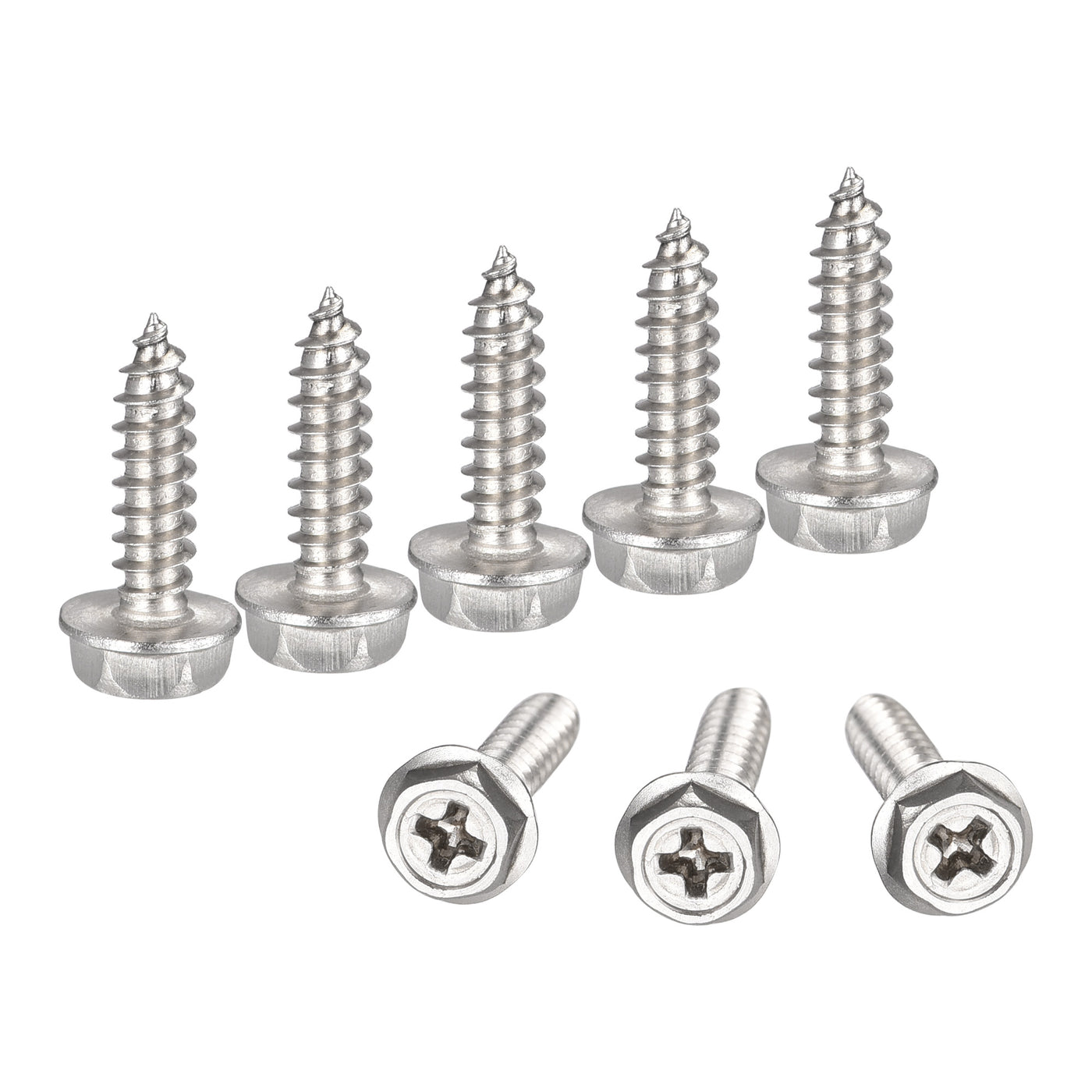 uxcell Uxcell Phillips Hex Washer Self Tapping Screws, M4 x 16mm 304 Stainless Steel Hex Flange Sheet Metal Screw 100pcs