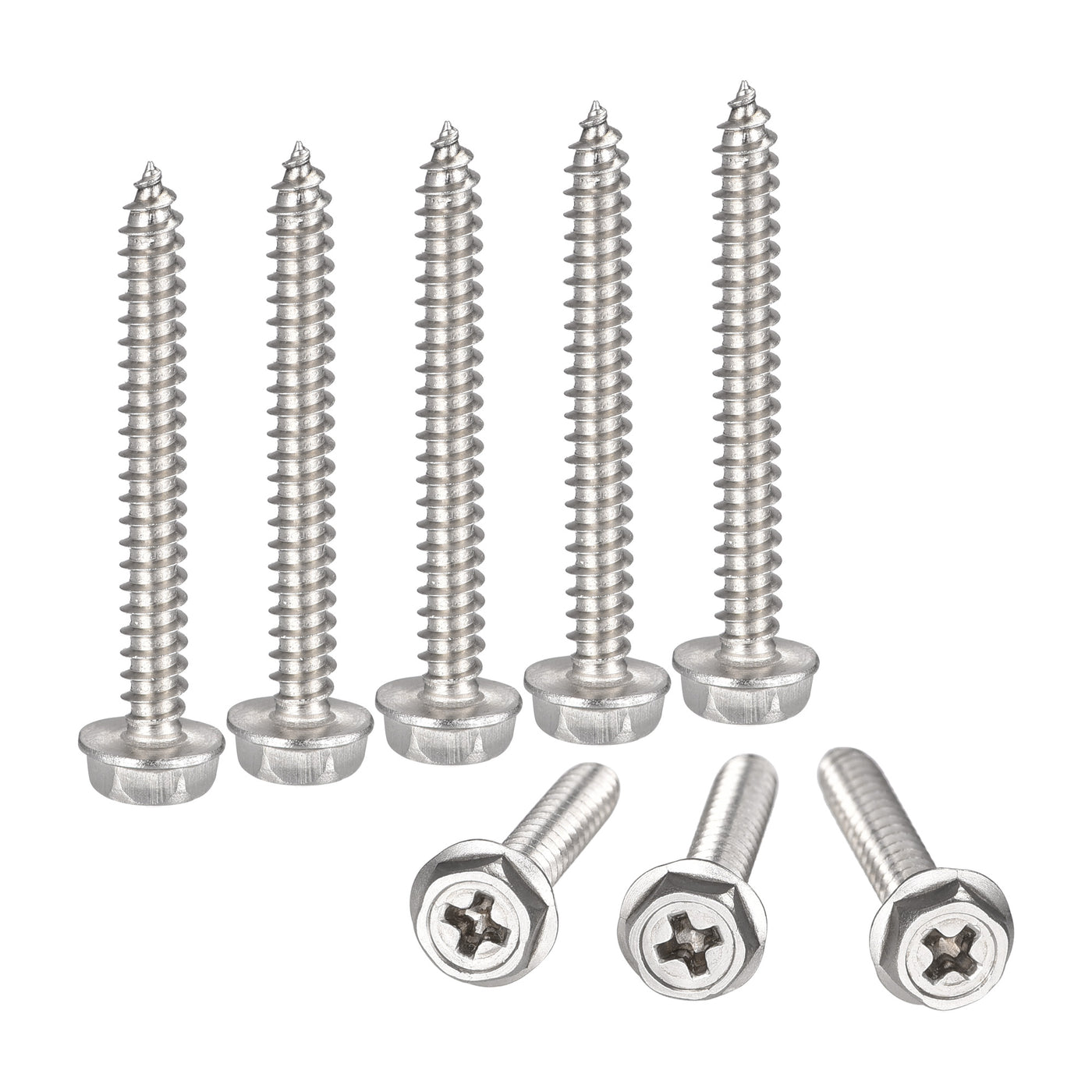 uxcell Uxcell Phillips Hex Washer Self Tapping Screws, M4 x 35mm 304 Stainless Steel Hex Flange Sheet Metal Screw 25pcs