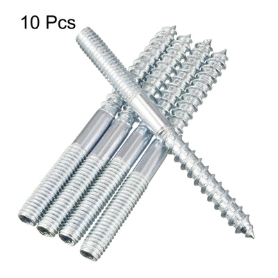 Harfington Uxcell M6x25mm Hanger Bolts Double Head Dowel Screw for Wood Furniture 20pcs