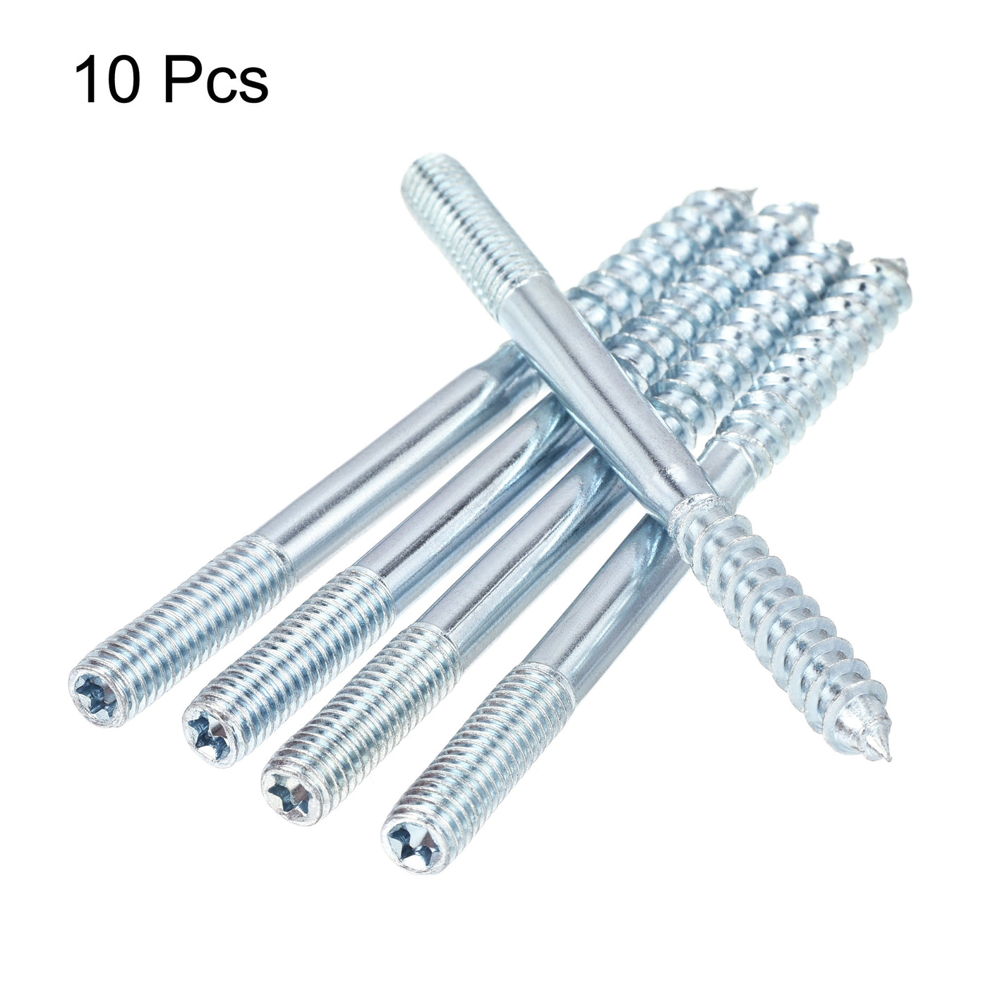 Uxcell Uxcell M6x18mm Hanger Bolts Double Head Dowel Screw for Wood Furniture 10pcs