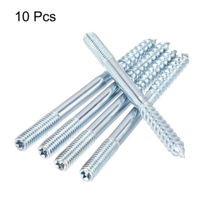 Harfington Uxcell M6x18mm Hanger Bolts Double Head Dowel Screw for Wood Furniture 10pcs