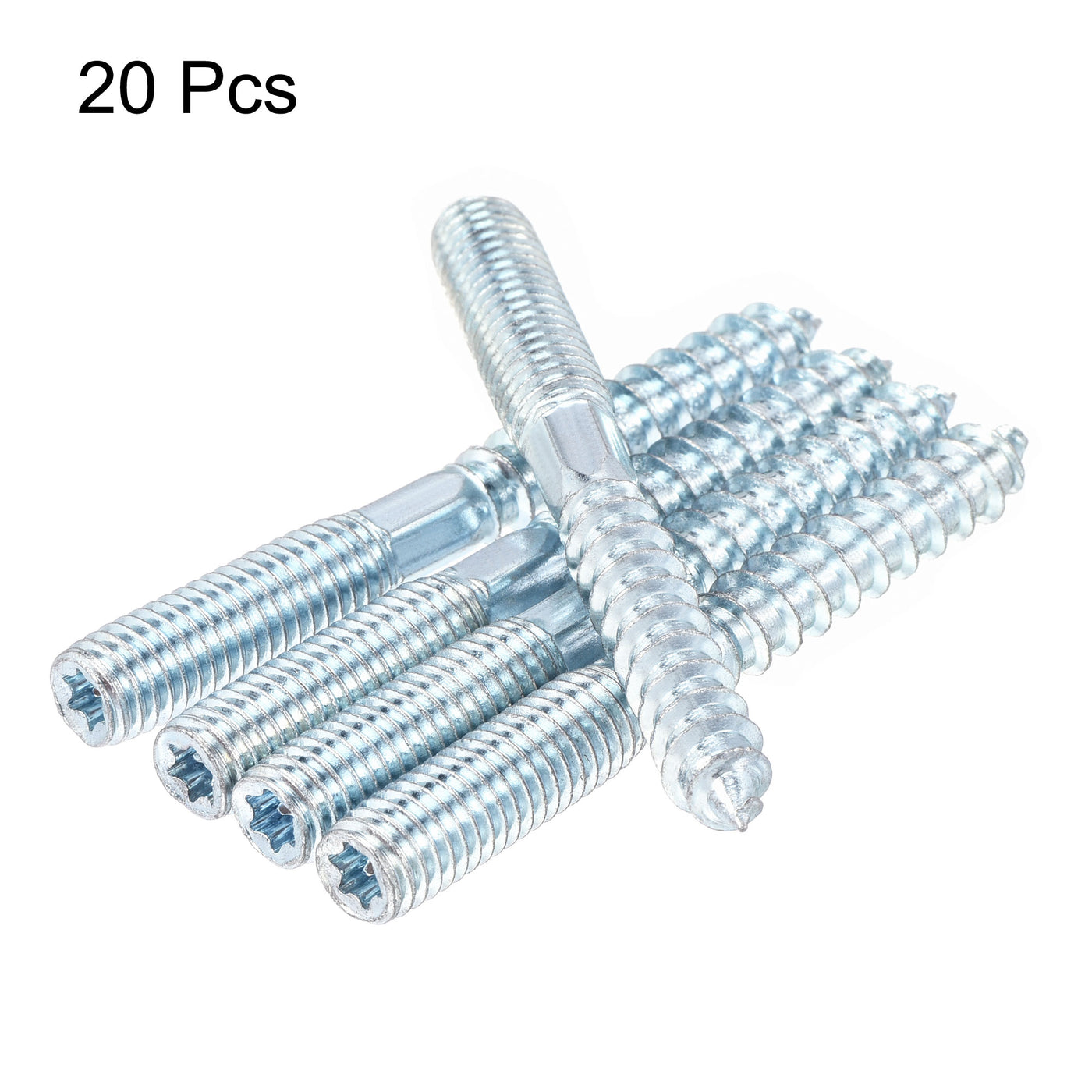 Uxcell Uxcell M8x25mm Hanger Bolts Double Head Dowel Screw for Wood Furniture 20pcs