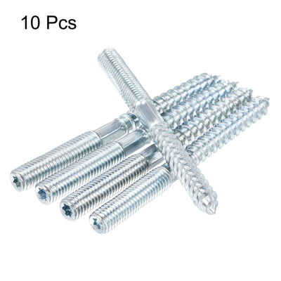 Harfington Uxcell M8x41mm Hanger Bolts Double Head Dowel Screw for Wood Furniture 10pcs