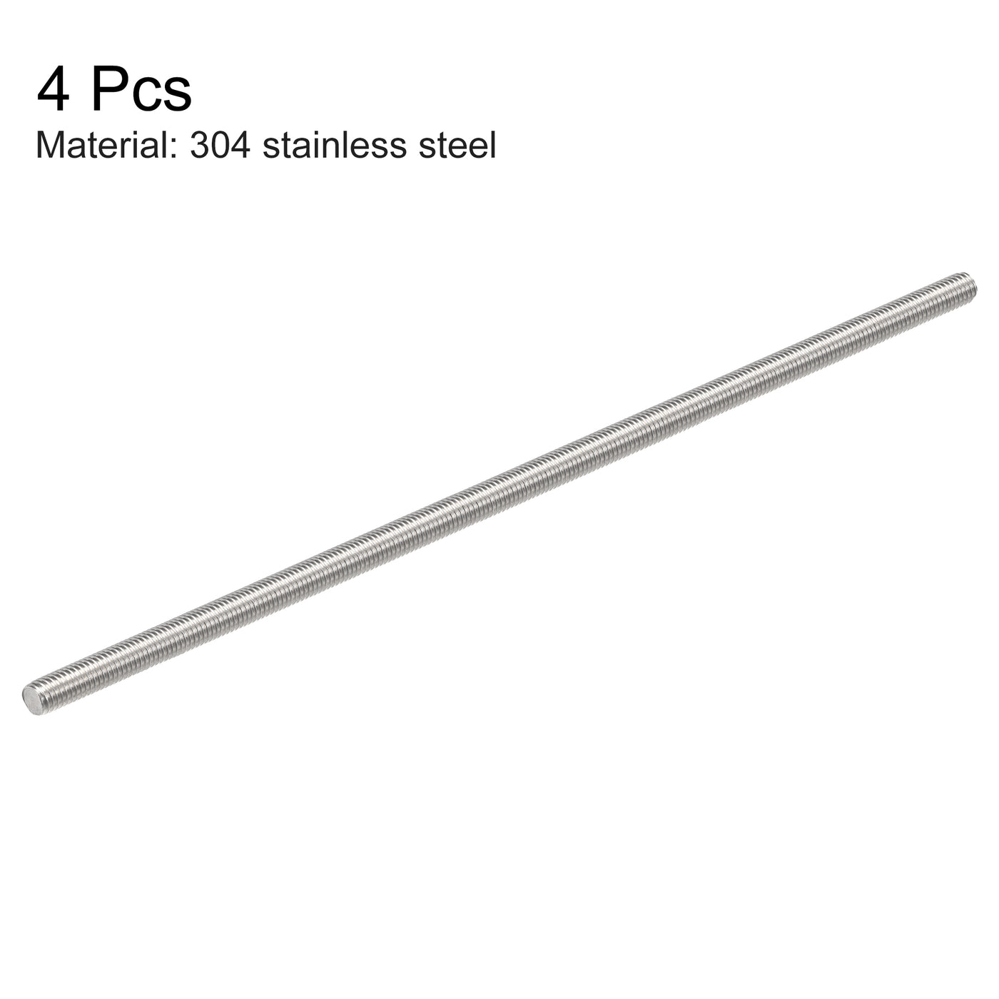 uxcell Uxcell 4pcs M6 x 200mm Fully Threaded Rod 304 Stainless Steel Right Hand Threads