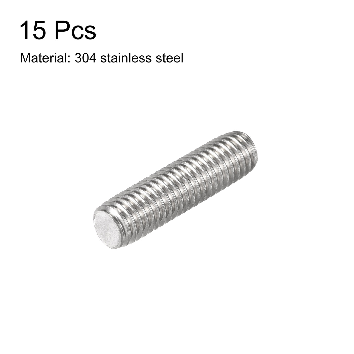 uxcell Uxcell 15pcs M8 x 30mm Fully Threaded Rod 304 Stainless Steel Right Hand Threads