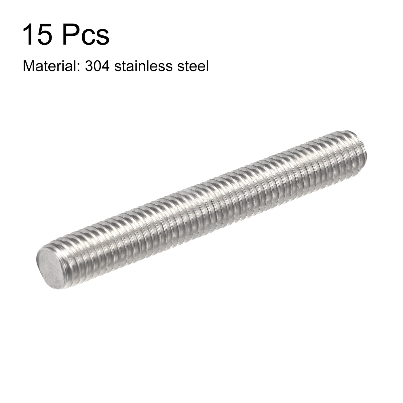 uxcell Uxcell 15pcs M8 x 60mm Fully Threaded Rod 304 Stainless Steel Right Hand Threads