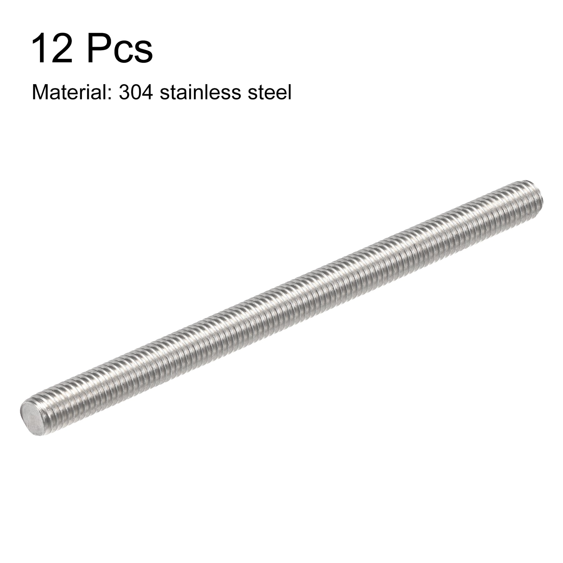 Uxcell 12Pcs M8 x 120mm Fully Threaded Rod 304 Stainless Steel Right ...