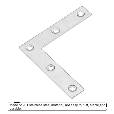 Harfington Uxcell L Shape Brace 80x80x1.3mm Stainless Steel Mending Repairing Flat Brackets for Joint Fastener with Screws 12Pcs