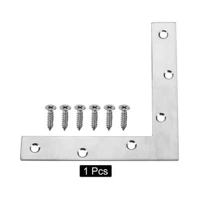 Harfington Uxcell L Shape Brace 120x120x2mm Stainless Steel Mending Repairing Flat Brackets for Joint Fastener with Screws