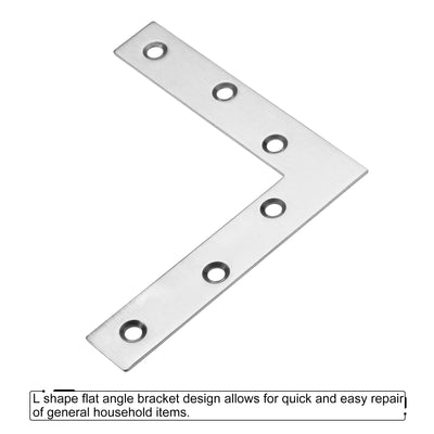 Harfington Uxcell L Shape Brace 120x120x2mm Stainless Steel Mending Repairing Flat Brackets for Joint Fastener with Screws